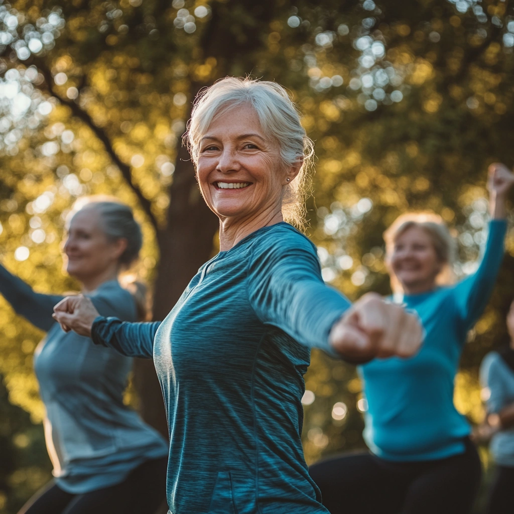 Активні пенсіонери займаються спортом на свіжому повітрі